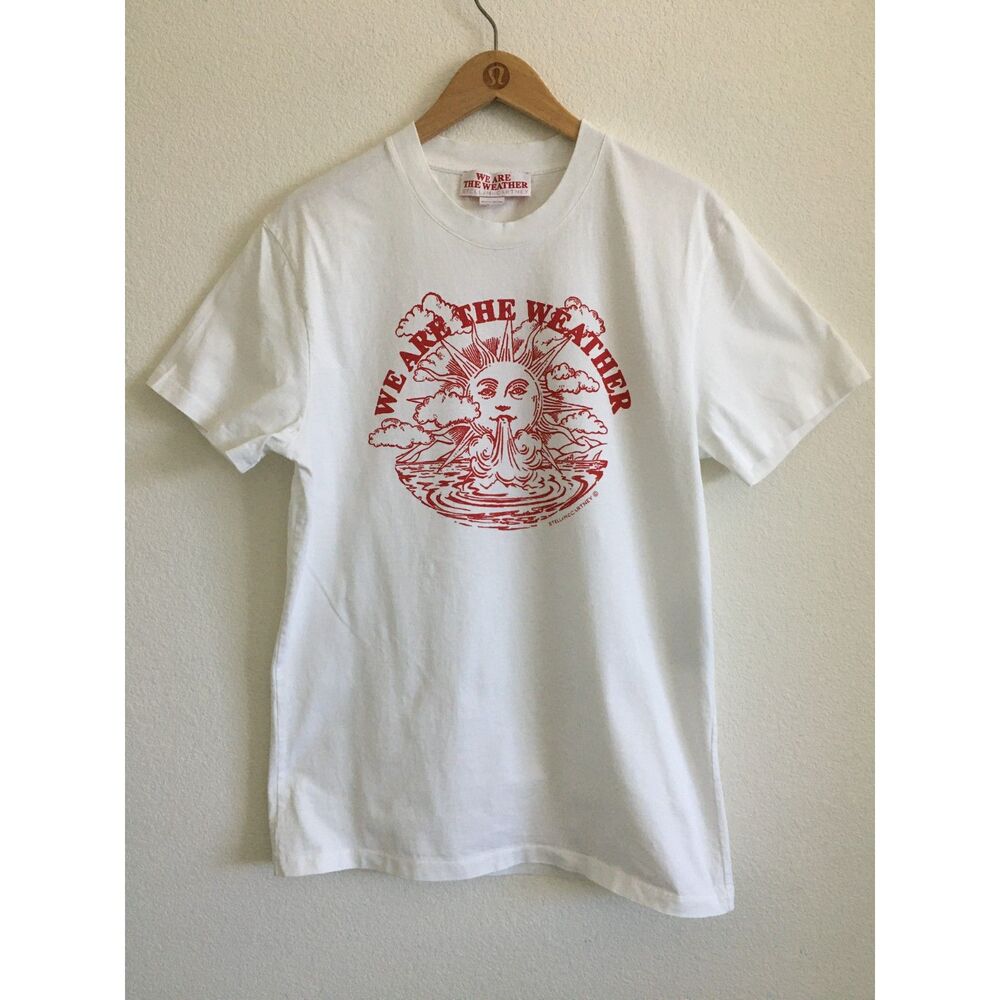Designer Inspired We Are The Weather Graphic T-Shirt White Red Size L
